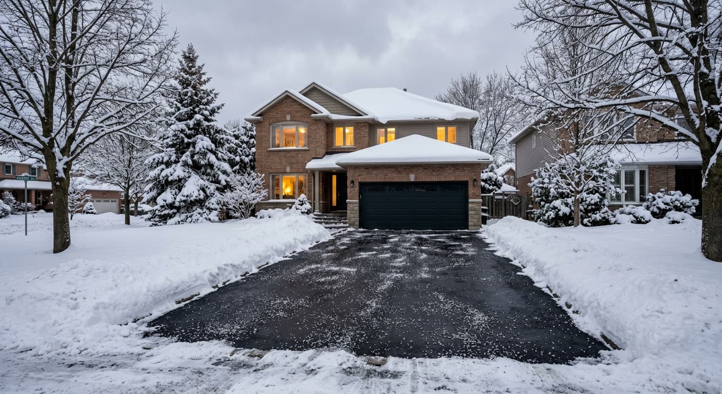 Freshly plowed and salted residential driveway in a GTA suburb